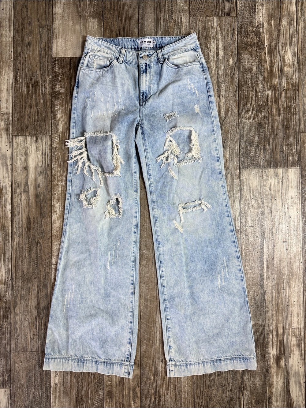 🌟LITZ BY UNIQ 🌟Light Wash Distressed Wide Leg Jeans - 3